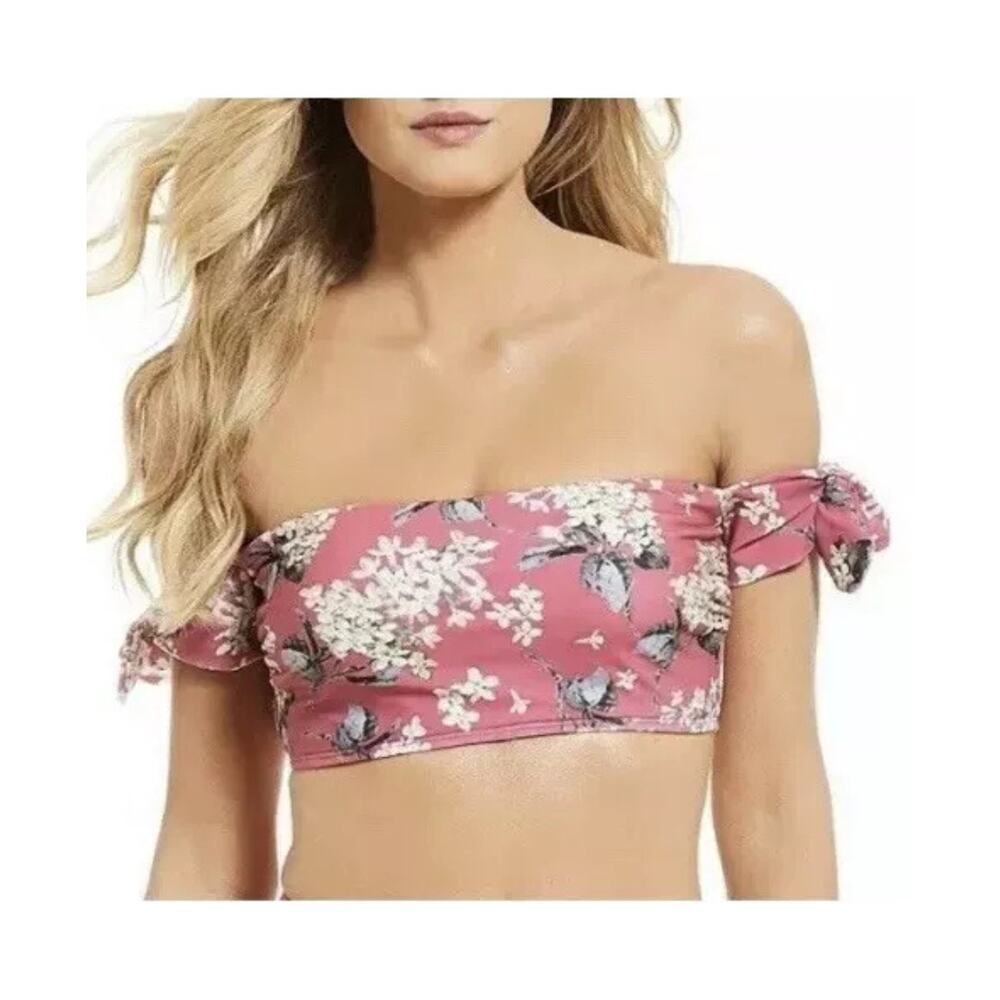 Antonio Melani x Liberty NWT Pink Floral Off Shoulder Bandeau Swim Bikini Top